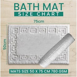 Hotel Luxury Egyptian Cotton 780 GSM Greek Key Bath MAT in White